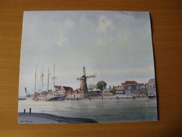 Zierikzee met molen den Haas Aquarel  beschikbaar voor biedingen