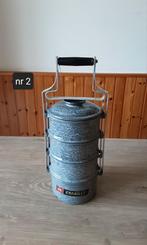 EMAILLE GRIJSGEWOLKTE 4 PANS RANTANG/ETENSDRAGER., Ophalen of Verzenden