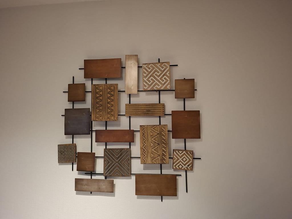Houten Wanddecoratie met Geometrische Vormen, Ophalen of Verzenden, Zo goed als nieuw