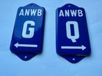 Emaille deurpostje ANWB letter G en Q Deurpost A.N.W.B., Verzamelen, Ophalen of Verzenden, Gebruikt, Reclamebord