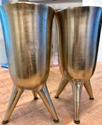 2 metalen goudkleurig bloempotten, Ophalen, Rond, Zo goed als nieuw, Aardewerk