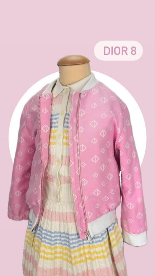 Dior roze logo geborduurde jas bomber voorjaar maat 8, Kinderen en Baby's, Kinderkleding | Maat 122, Zo goed als nieuw, Meisje