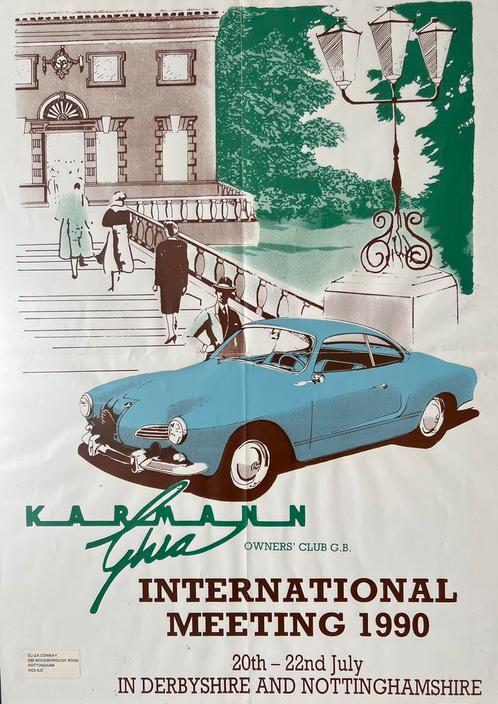 Originele poster int Karmann Ghia meeting 1990 Engeland, Verzamelen, Posters, Zo goed als nieuw, Overige onderwerpen, A1 t/m A3