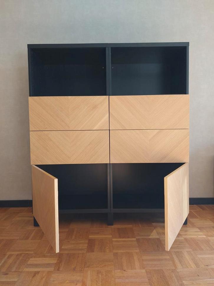 Ikea Besta Kast - Laag (2x), Huis en Inrichting, Kasten | Wandmeubels, 100 tot 150 cm, Minder dan 150 cm, 25 tot 50 cm, Met lade(s)