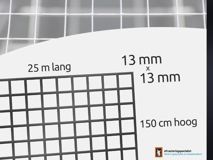 13X13MM zwart slechts € 69,99 ACTIE!, Tuin en Terras, Gaas en Draad, Nieuw, Gaas, 20 meter of meer, Ophalen of Verzenden