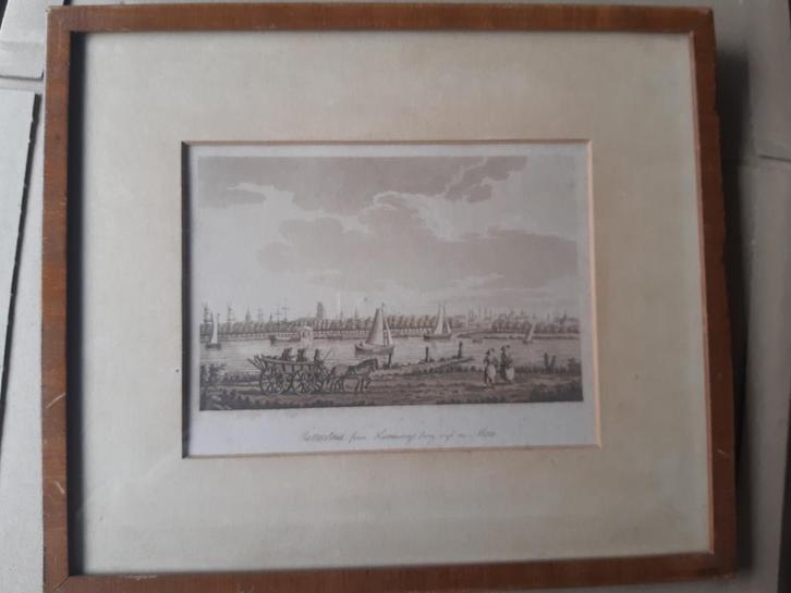 09 / Prent uit 1789 van Rotterdam vanaf Kattendregt De Maas, Antiek en Kunst, Kunst | Etsen en Gravures, Ophalen of Verzenden