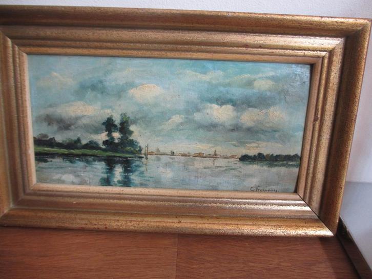 C Vredenburg (?) klassiek schilderij / water-landschap, Antiek en Kunst, Kunst | Schilderijen | Klassiek, Ophalen of Verzenden