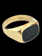 14 karaats gouden Heren Zegelring met Zwarte onyx steen, Sieraden, Tassen en Uiterlijk, Ringen, 20 of groter, Verzenden, ., Heer