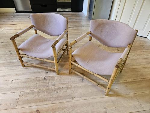 Set grote zit stoelen rotan, Huis en Inrichting, Stoelen, Gebruikt, Twee, Riet of Rotan, Stof, Overige kleuren, Ophalen