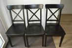 Zwarte stoelen, 3 stuks, Huis en Inrichting, Stoelen, Ophalen, Gebruikt, Drie, Zwart