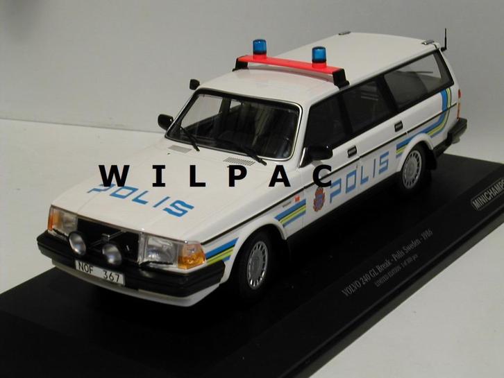 Volvo 240 GL 1:18. Zweedse politie. Polis Minichamps nieuw., Hobby en Vrije tijd, Modelauto's | 1:43, Nieuw, Auto, MiniChamps