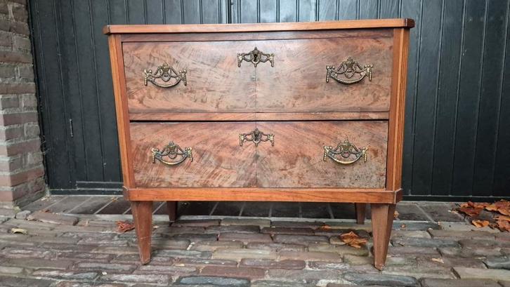 Antiek Wortelnoten Ladenkastje, Huis en Inrichting, Kasten | Dressoirs, Gebruikt, 50 tot 100 cm, 25 tot 50 cm, Ophalen