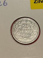 1926 Kwartje 25 cent Wilhelmina zilver, Ophalen of Verzenden, Koningin Wilhelmina, 25 cent, Zilver