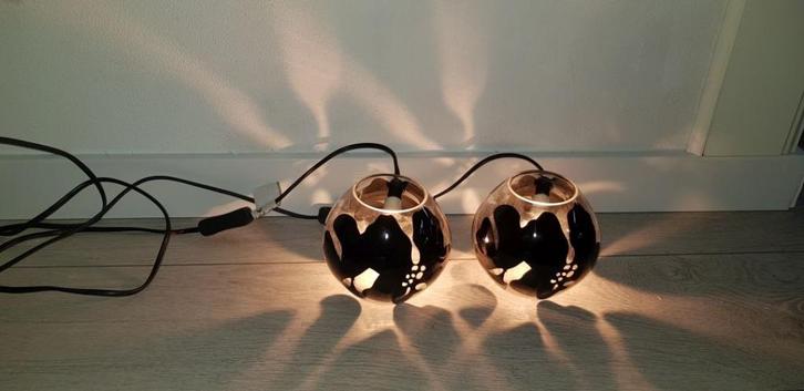 2 mooie vlekken patronen lampjes, Huis en Inrichting, Lampen | Tafellampen, Zo goed als nieuw, Minder dan 50 cm, Glas, Ophalen of Verzenden