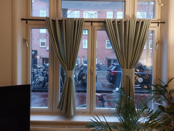 Gordijnen HEMA, Huis en Inrichting, Stoffering | Gordijnen en Lamellen, Zo goed als nieuw, Minder dan 100 cm, 50 tot 100 cm, Groen