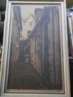 Oud Slopje Utrecht, beschad. lijst+ prent v Ijkelenstam, Antiek en Kunst, Kunst | Etsen en Gravures, Ophalen of Verzenden