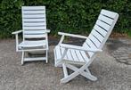 2 EMU beukenhouten witte tuinstoelen, verstelbaar, Ophalen, Gebruikt, Hout, Verstelbaar