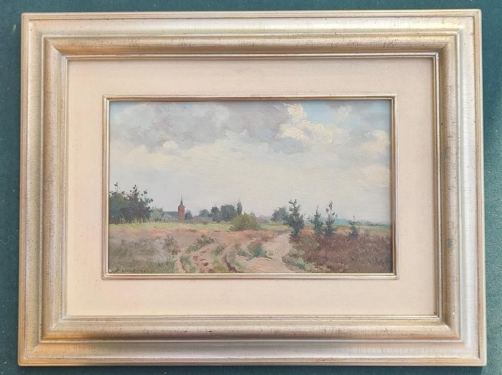 Adriaan Glaudemans, Landschap, olieverf op board., Antiek en Kunst, Ophalen of Verzenden