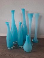 7 blauwe vazen van Fidrio, Blauw, Ophalen of Verzenden, Minder dan 50 cm, Glas