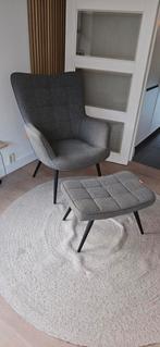 Grijze Moode fauteuil met voetenbankje, Ophalen, 75 tot 100 cm, Zo goed als nieuw, Metaal