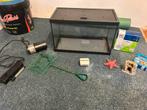 Klein aquarium met accessoires en automatische voerautomaat, Ophalen, Zo goed als nieuw, Leeg aquarium