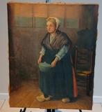 Antiek schilderij Kniertje, Ophalen of Verzenden