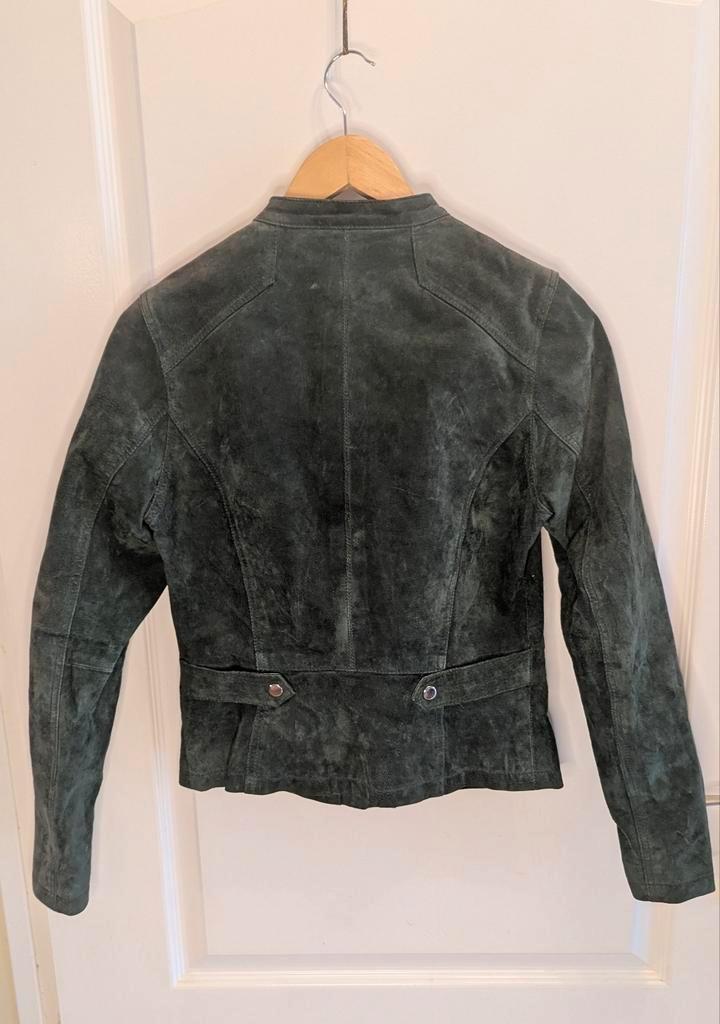 Suede leren jasje , maat m, Kleding | Dames, Jassen | Zomer, Zo goed als nieuw, Maat 38/40 (M), Groen, Ophalen of Verzenden