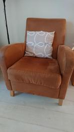 Fauteuil stof suède cognac, Huis en Inrichting, Fauteuils, Ophalen, Gebruikt, 75 tot 100 cm, Stof