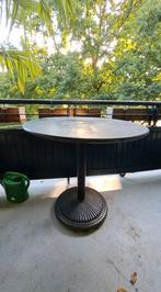 Marmeren bistro tafel met fossielen, Tuin en Terras, Tuinsets en Loungesets, Overige materialen, Gebruikt, Bijzettafel, Tuinset