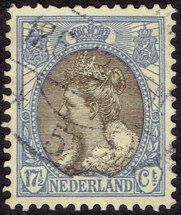 Nederland 1910, Kon.Wilhelmina, 17½ cent, ultramarijn/bruin. beschikbaar voor biedingen