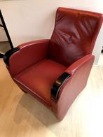 Te koop. Art Deco stijl bordeau rode fauteuil., Huis en Inrichting, Fauteuils, Art deco, Gebruikt, Leer, 75 tot 100 cm
