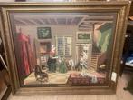 Geborduurd schilderij P. De Hoogh - Antiek, Ophalen of Verzenden