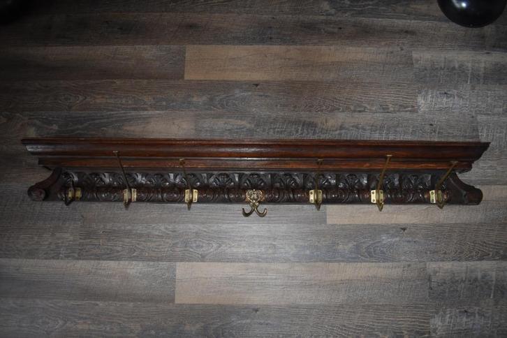 Antieke houten kapstok jaren 40 - 50, Huis en Inrichting, Woonaccessoires | Kapstokken, Gebruikt, Wandkapstok, Minder dan 100 cm