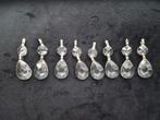 Kroonluchter glas/kristallen hangers 8x, Huis en Inrichting, Lampen | Kroonluchters, Ophalen of Verzenden, Gebruikt, Glas