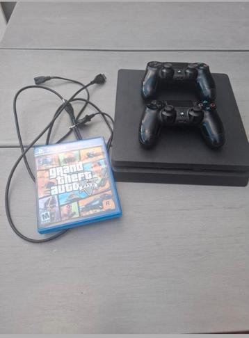 PlayStation 4 Slim met 2 controllers + GTA V beschikbaar voor biedingen