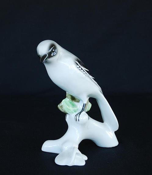 Klapekster Porselein Vogel Beeld Vintage 22,5 cm, Antiek en Kunst, Curiosa en Brocante, Ophalen of Verzenden