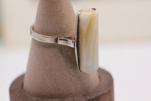 vintage Art Deco ring met agaat steen, Sieraden, Tassen en Uiterlijk, Antieke sieraden, Ring, Zilver, Met edelsteen, Ophalen of Verzenden