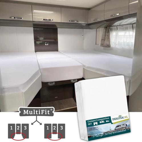 Jersey hoeslakenset - 3 delig met midden matras, Caravans en Kamperen, Camper-accessoires, Nieuw, Verzenden