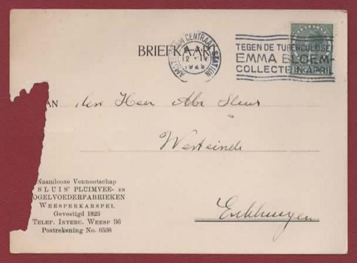 Briefkaart uit Weesperkarspel naar Enkhuizen - 1929 (p.A'dam, Postzegels en Munten, Brieven en Enveloppen | Nederland, Briefkaart