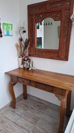 Console handwerk tafel sidetafel met 2lades, Huis en Inrichting, Ophalen, 100 tot 150 cm, Teakhout, Zo goed als nieuw
