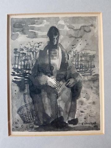 Gesigneerde ets van Hubert Levigne. beschikbaar voor biedingen