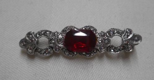Zilveren antiek broche met stenen nr.789, Sieraden, Tassen en Uiterlijk, Antieke sieraden, Broche, Zilver, Verzenden