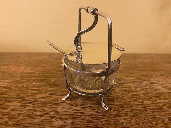 Zwaar verzilverde suikerpot of kaviaar server *Nous deux*, Antiek en Kunst, Antiek | Goud en Zilver, Zilver, Ophalen of Verzenden