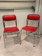 Vintage buisframe stoelen, rood skai leer, Ophalen, Gebruikt, Twee, Metaal
