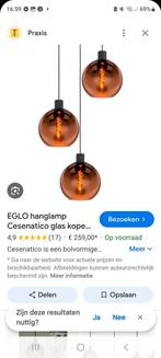 Nieuwe hanglamp Eglo 3 bollen brons glas, Huis en Inrichting, Lampen | Hanglampen, Ophalen of Verzenden, Nieuw, Glas, Minder dan 50 cm