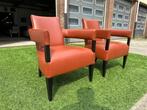2x design fauteuils stoelen modern bruin leer klassiek, Ophalen, Twee, Bruin, Geen