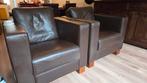 Twee lederen fauteuils, Huis en Inrichting, Fauteuils, Ophalen, Gebruikt, 75 tot 100 cm, Leer