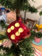 Oude kerstbal dobbelsteen antieke kerstversiering, Diversen, Kerst, Ophalen of Verzenden, Gebruikt