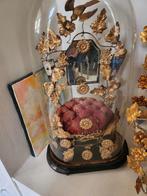 Franse bruidstoel met spiegels gouden bloemen, stolp en voet, Huis en Inrichting, Zo goed als nieuw, Ophalen