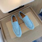 Loro Piana Summer Walk - Lichtblauw - Loafers -Suede Maat 37, Ophalen of Verzenden, Zo goed als nieuw, Blauw